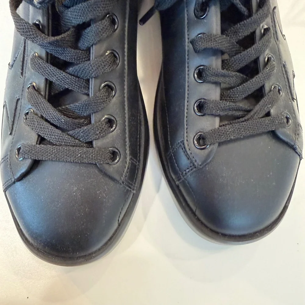 Golden‎ Goose Pure-Star Black Leather Platform Sneakers Made in Italy GGDB 38